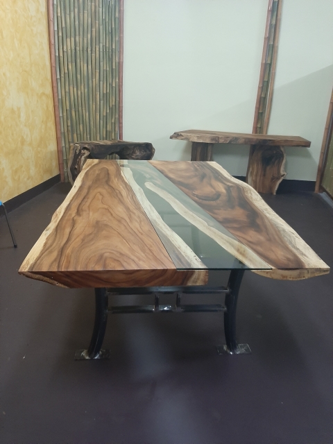 Acacia wood slab, Designed, Dense wood, Massive wood, Metal legs, Acacia wood, Luxury, Dining table