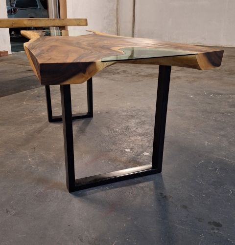 Acacia glass office desk (4)