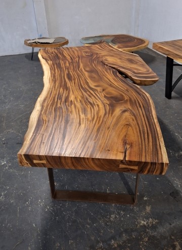 Large acacia slab table