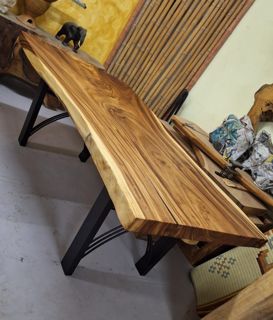 Small acacia slab table